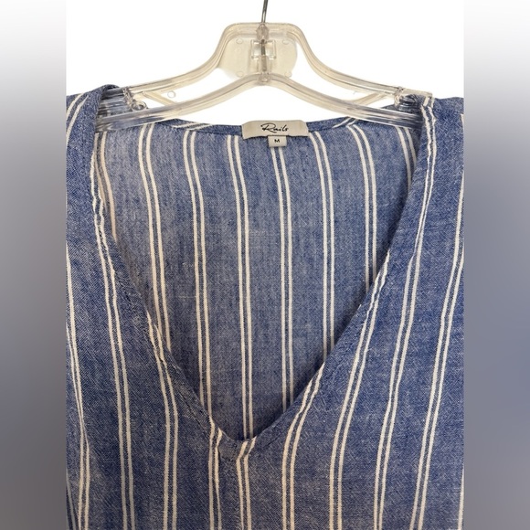 Rails Lucca Linen Blend Mini Dress Ramona Stripe (Blue/White) Size Medium - Picture 6 of 11